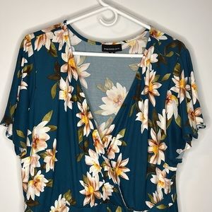 Fortune + Ivy (Stitch Fix) Faux Wrap Brushed Knit Maxi High-Low Dress